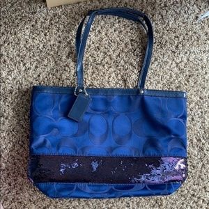 Navy Shimmer/Sequin/Glitter Classic Coach Tote